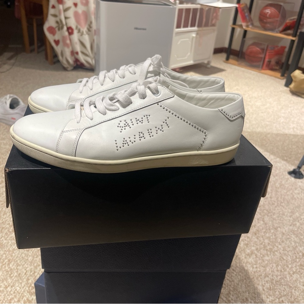 Saint Laurent court classic embroidered men’s sneakers size 45 us 12 - Picture 5 of 5
